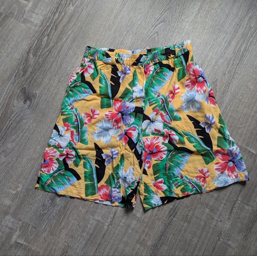 Ashleigh Morgan Sport Vintage High Waisted Tropical Retro Hawaiian Shorts Size L